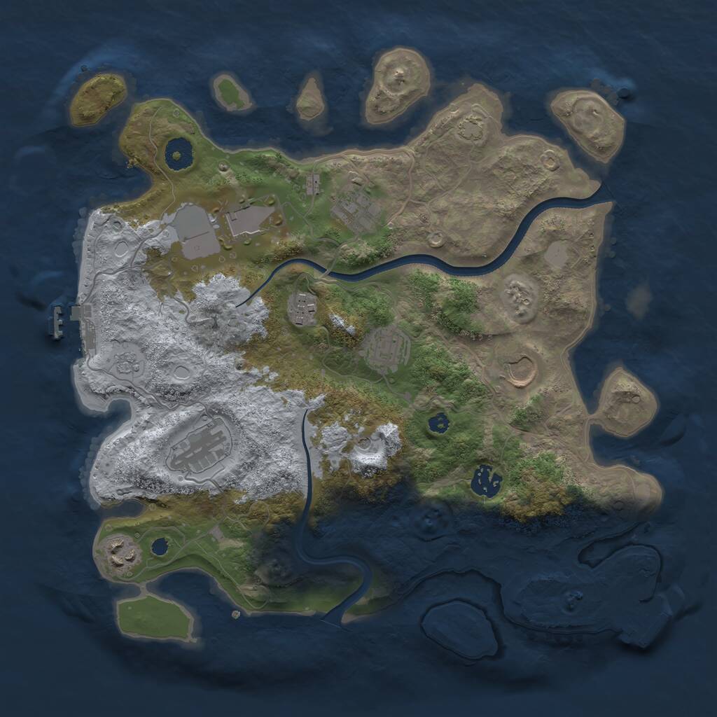 Rust Map: Procedural Map, Size: 3500, Seed: 20230103, 14 Monuments