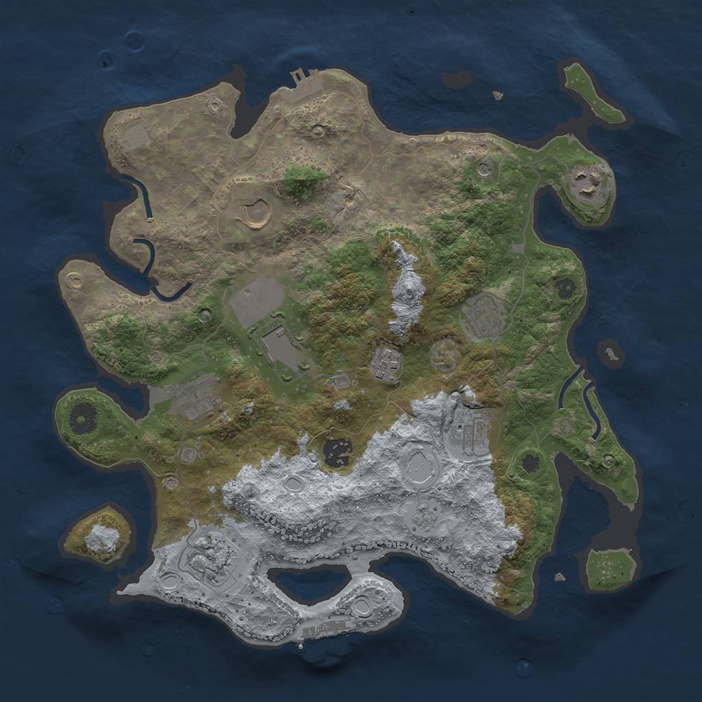 Rust Map: Procedural Map, Size: 3500, Seed: 1181152315, 16 Monuments