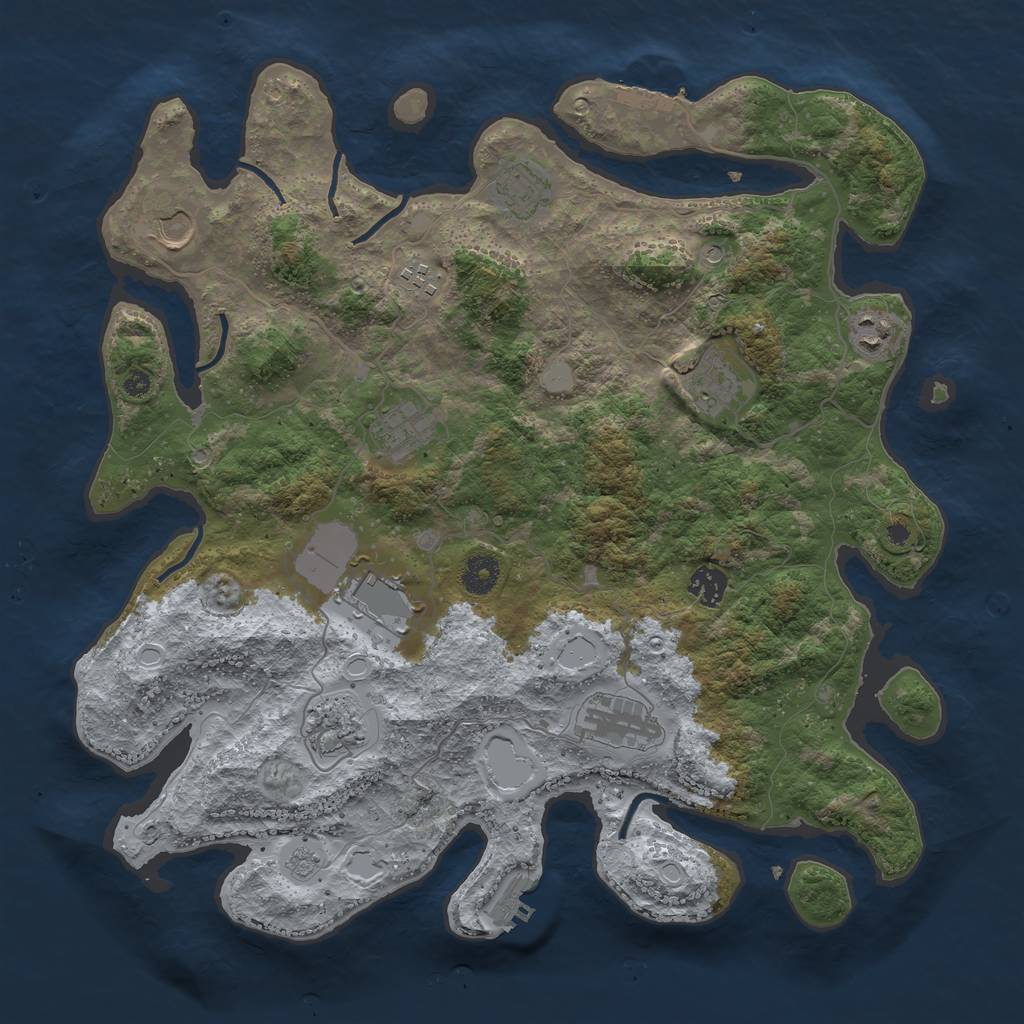 Rust Map: Procedural Map, Size: 3950, Seed: 412509, 17 Monuments