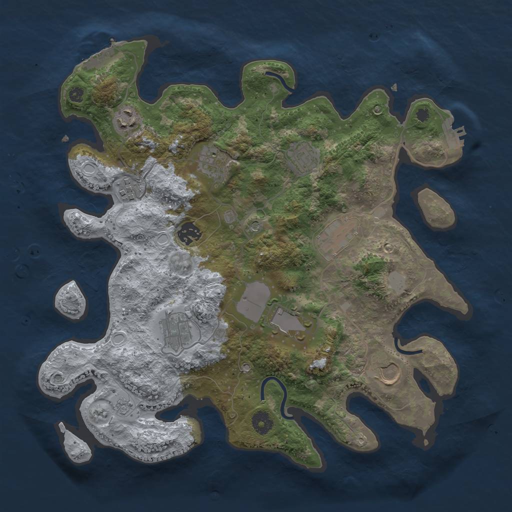 Rust Map: Procedural Map, Size: 3500, Seed: 45800, 16 Monuments