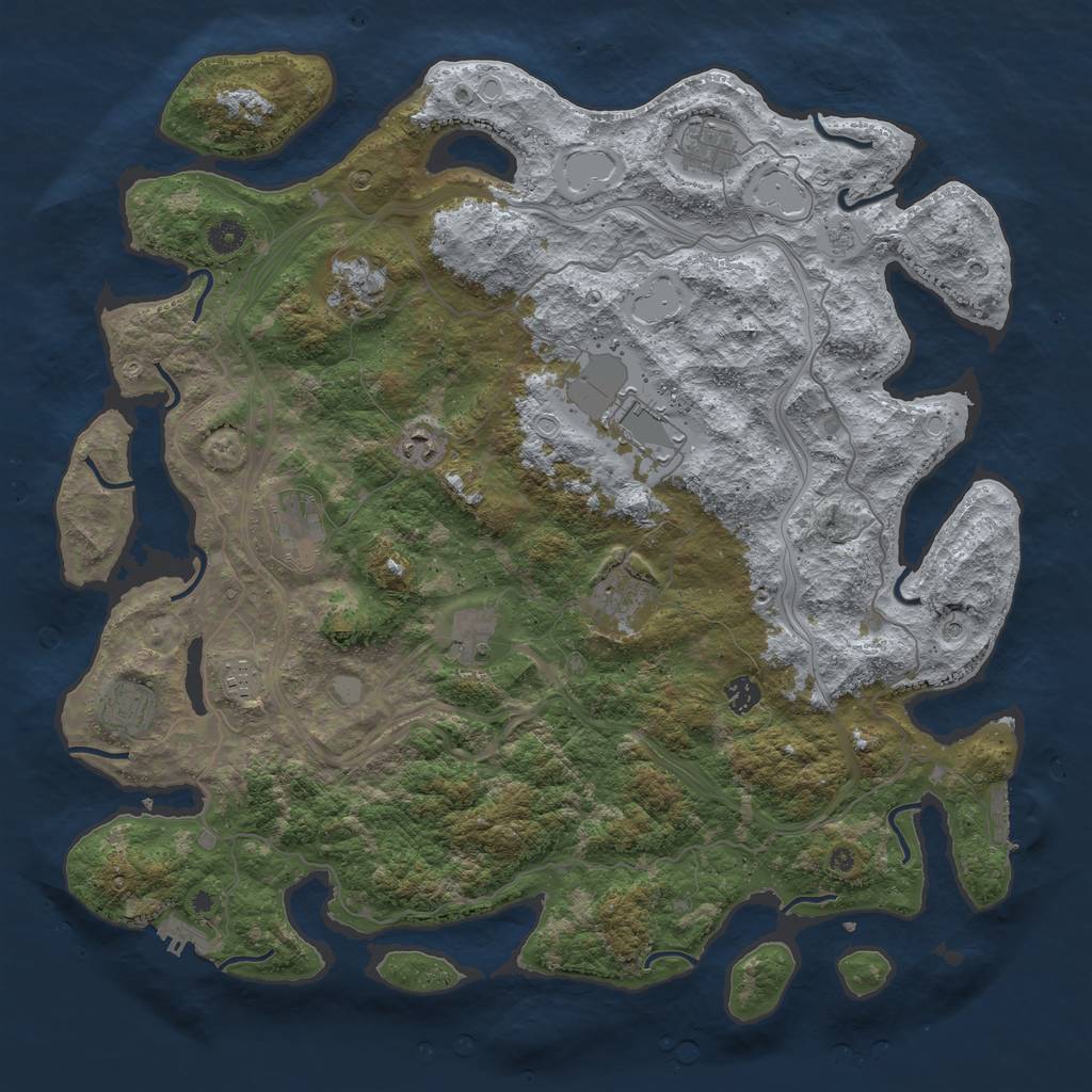 Rust Map: Procedural Map, Size: 4555, Seed: 1234567890, 17 Monuments