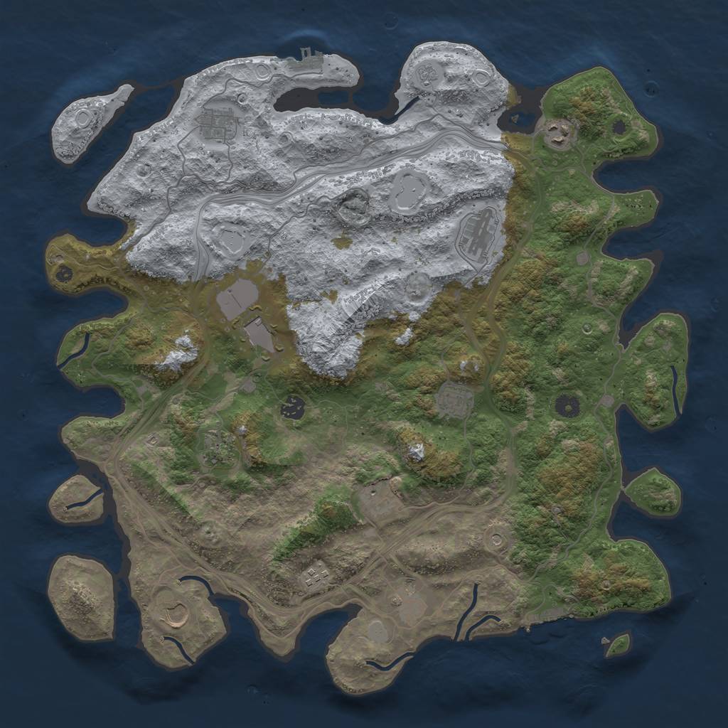 Rust Map: Procedural Map, Size: 4500, Seed: 348342, 18 Monuments