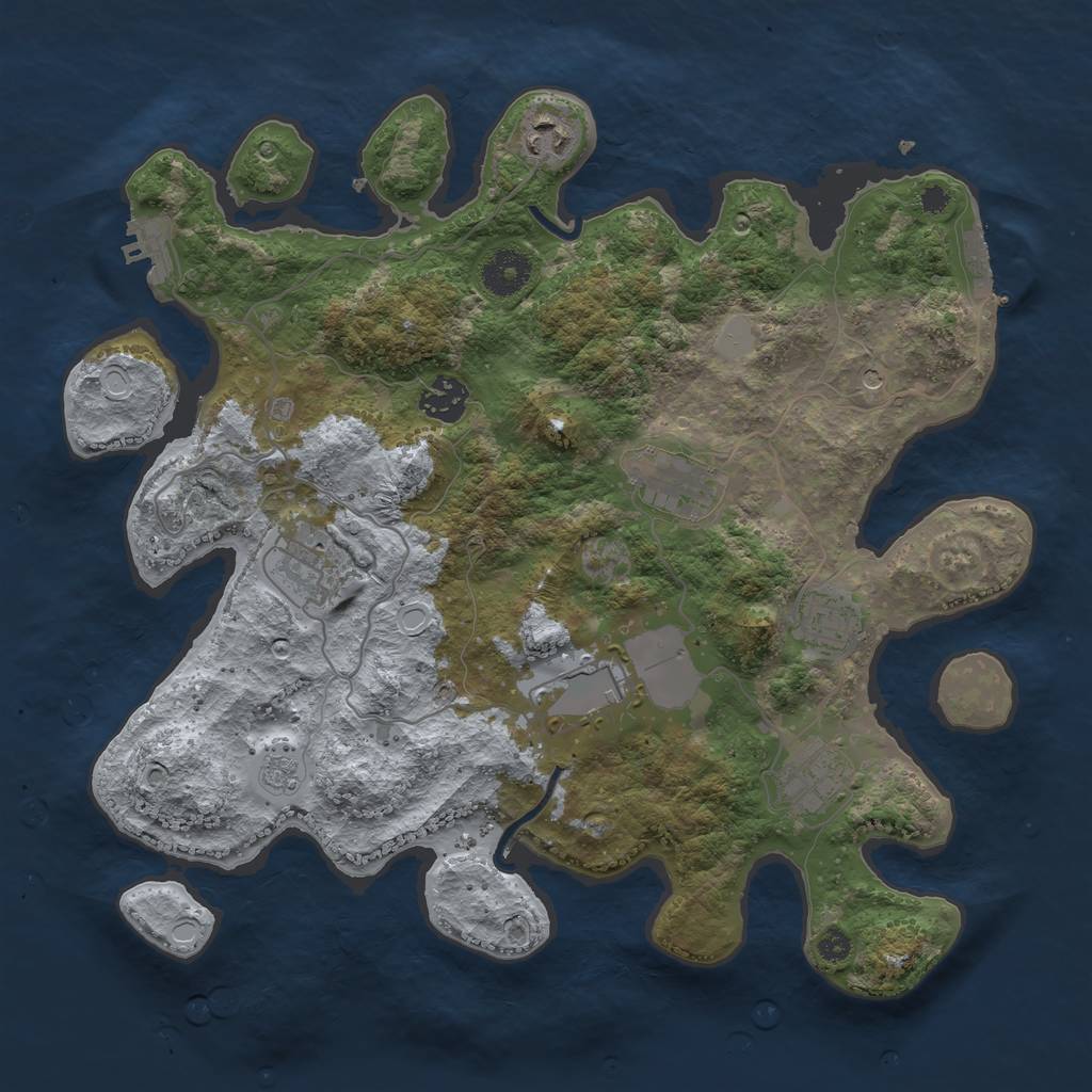 Rust Map: Procedural Map, Size: 3500, Seed: 795059, 14 Monuments