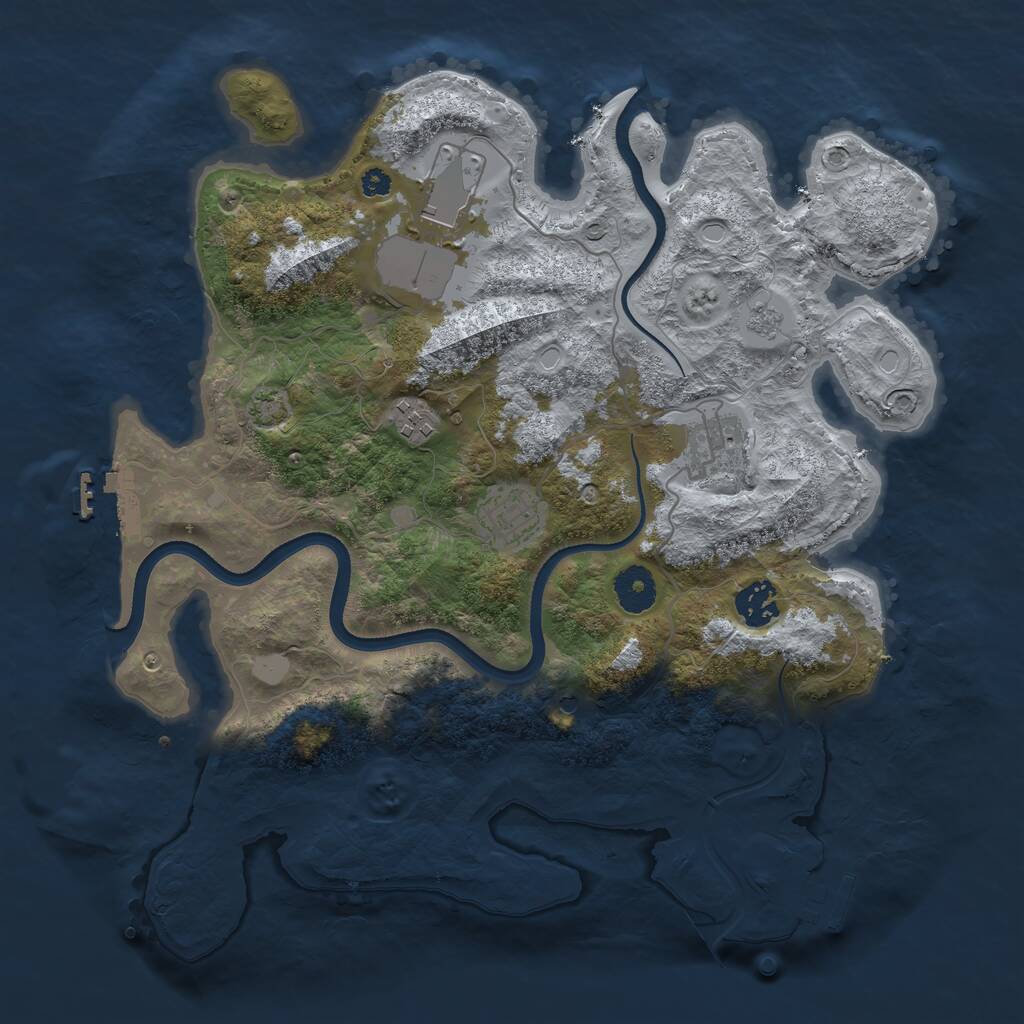 Rust Map: Procedural Map, Size: 3500, Seed: 90133010, 11 Monuments