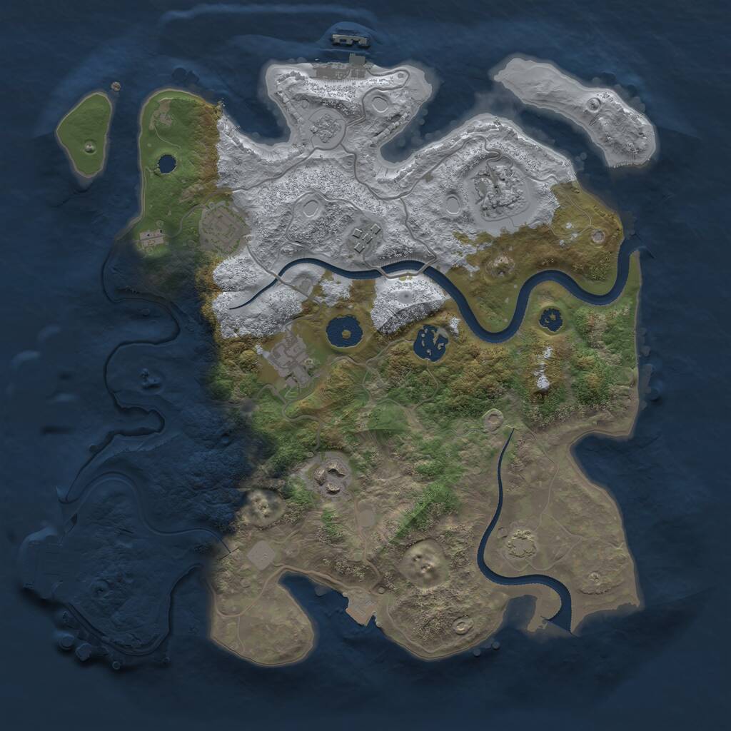 Rust Map: Procedural Map, Size: 3250, Seed: 444246775, 11 Monuments