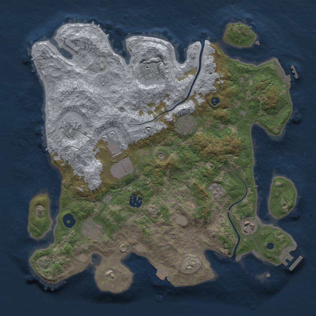 Rust Map: Procedural Map, Size: 3600, Seed: 12719874, 14 Monuments