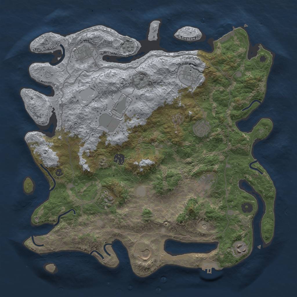 Rust Map: Procedural Map, Size: 4000, Seed: 2391294, 17 Monuments