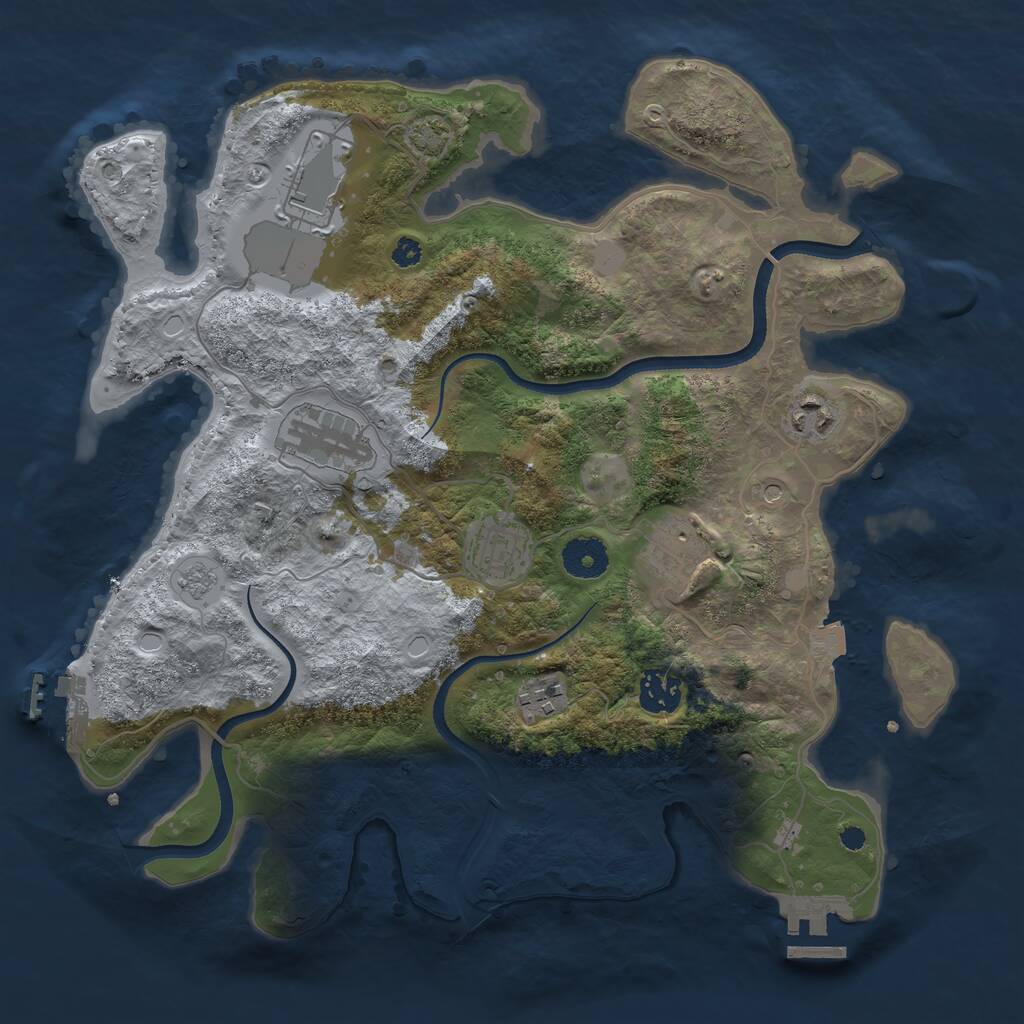 Rust Map: Procedural Map, Size: 3500, Seed: 250826829, 13 Monuments