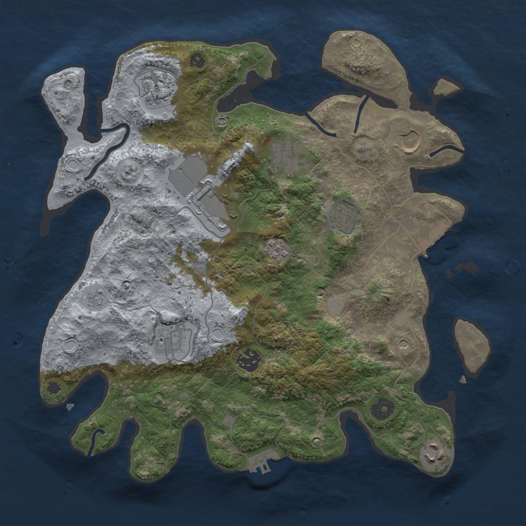 Rust Map: Procedural Map, Size: 3500, Seed: 250826829, 16 Monuments