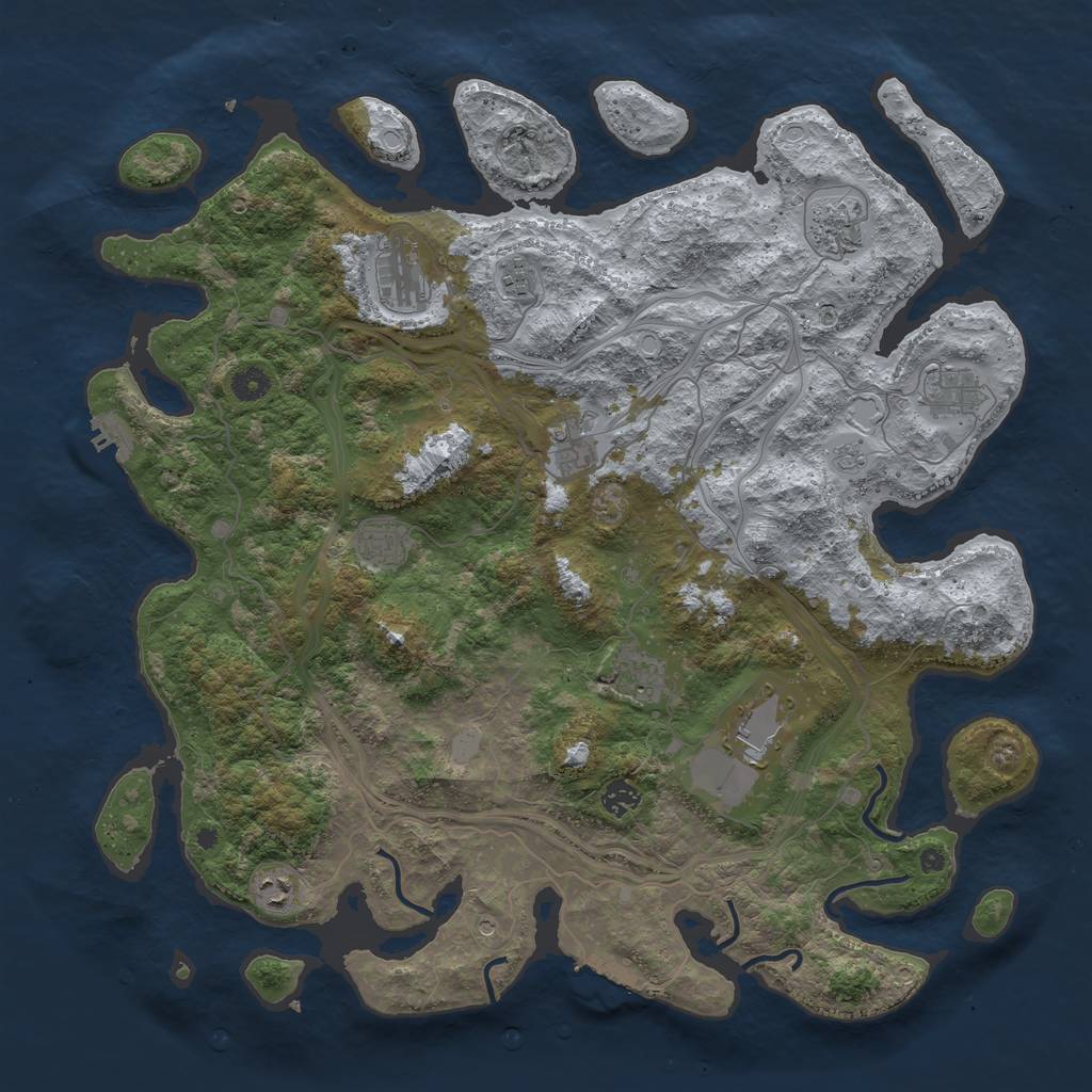 Rust Map: Procedural Map, Size: 4500, Seed: 5264743, 17 Monuments