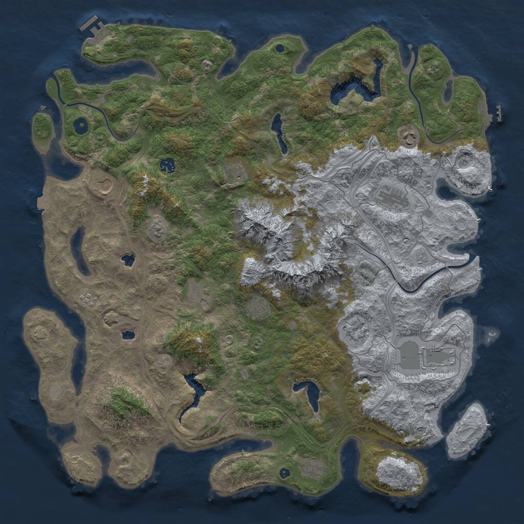 Rust Map: Procedural Map, Size: 5000, Seed: 68977, 17 Monuments