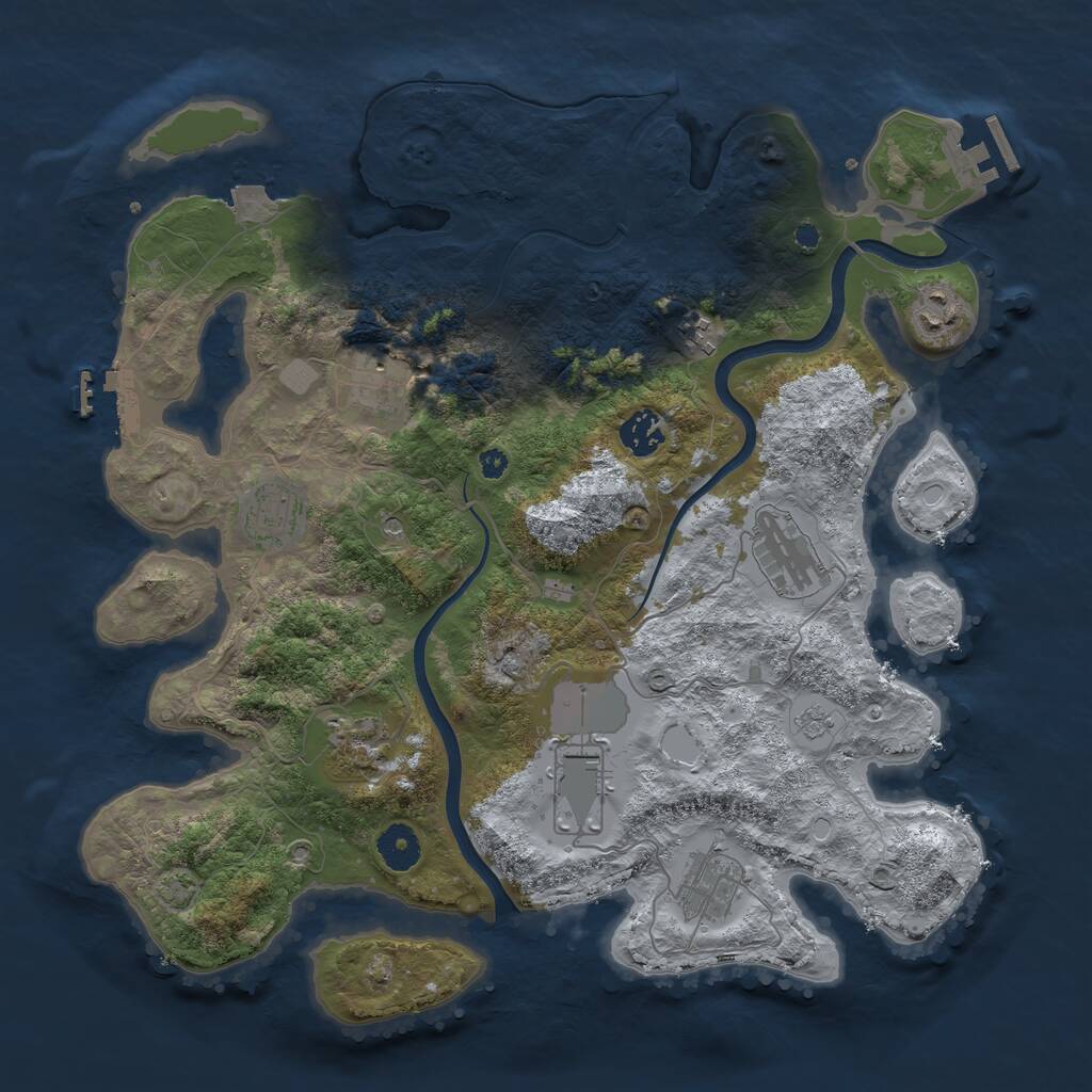 Rust Map: Procedural Map, Size: 3750, Seed: 338291453, 15 Monuments