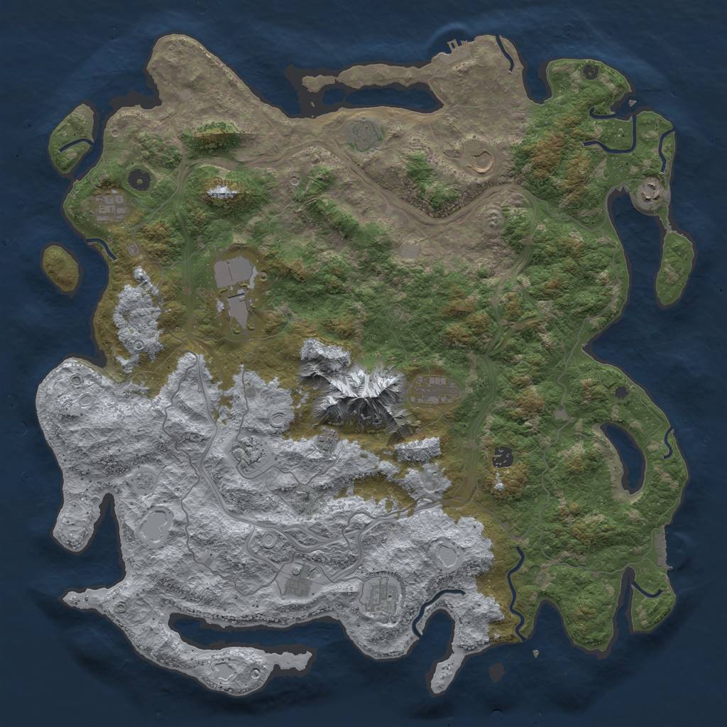 Rust Map: Procedural Map, Size: 5000, Seed: 2334, 18 Monuments