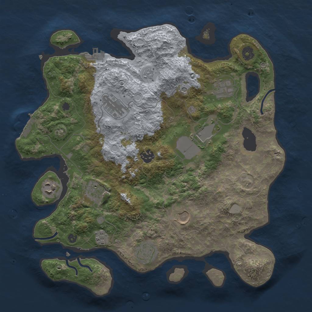 Rust Map: Procedural Map, Size: 3500, Seed: 338387699, 16 Monuments