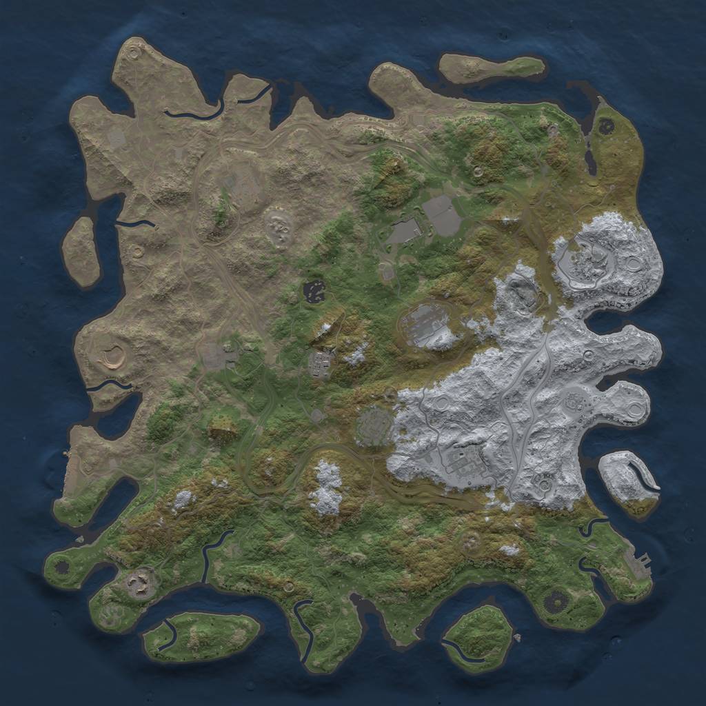 Rust Map: Procedural Map, Size: 4500, Seed: 950571067, 18 Monuments