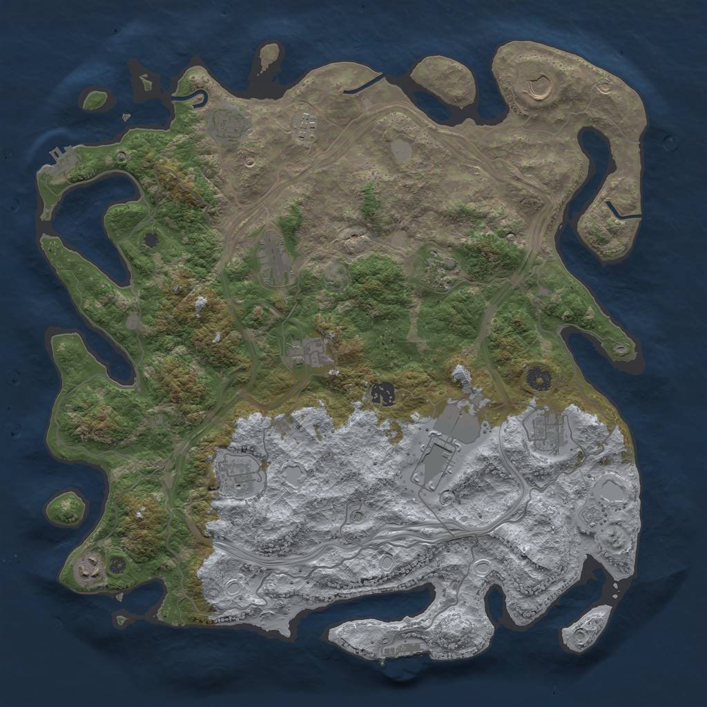 Rust Map: Procedural Map, Size: 4250, Seed: 16528, 18 Monuments