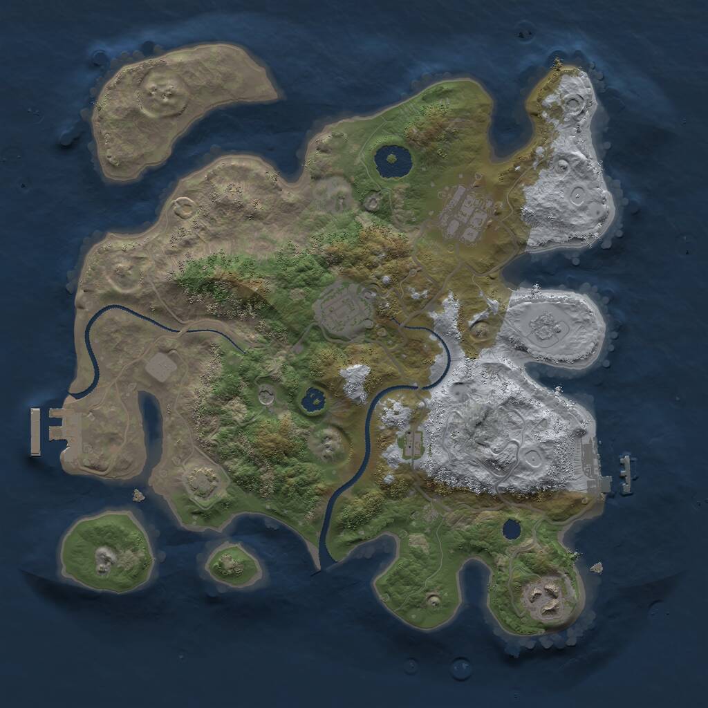 Rust Map: Procedural Map, Size: 3000, Seed: 91758766, 9 Monuments