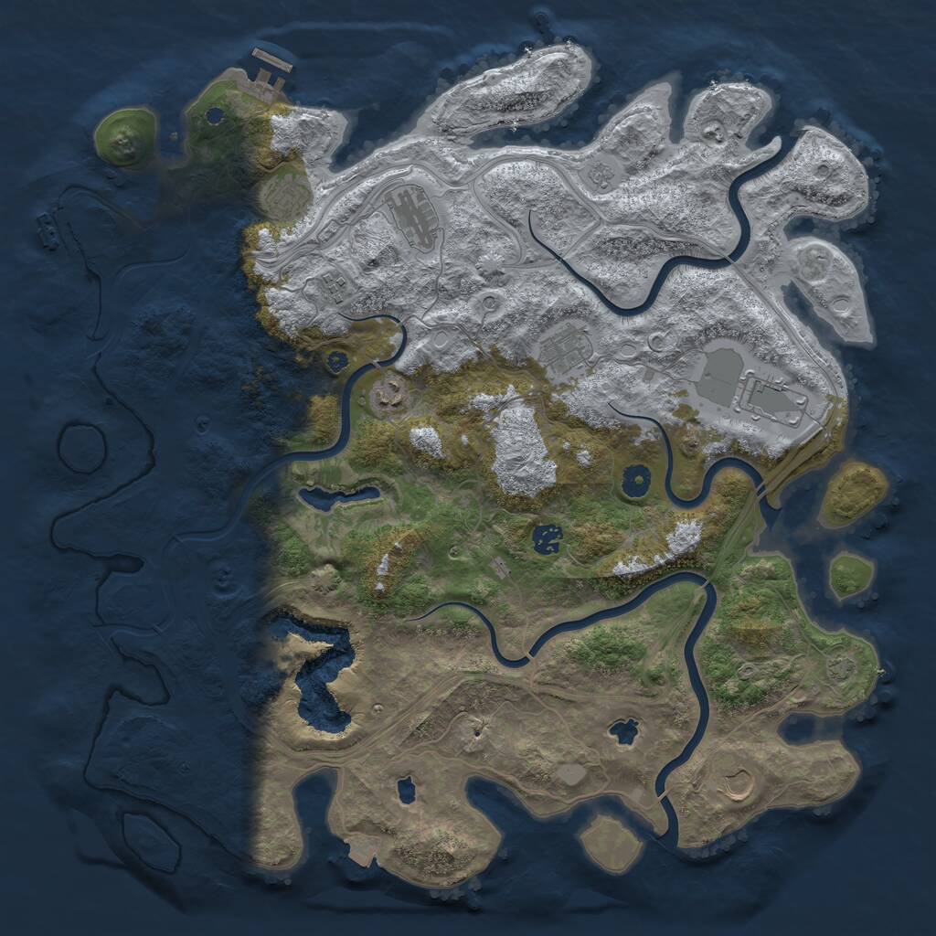 Rust Map: Procedural Map, Size: 4500, Seed: 58638099, 14 Monuments
