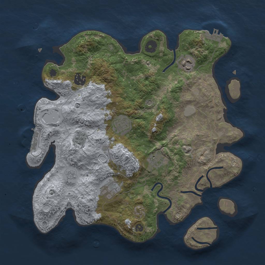 Rust Map: Procedural Map, Size: 3250, Seed: 1818387376, 13 Monuments