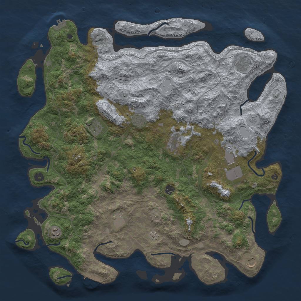 Rust Map: Procedural Map, Size: 4800, Seed: 821571416, 17 Monuments
