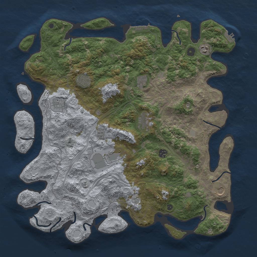 Rust Map: Procedural Map, Size: 4500, Seed: 230302, 16 Monuments