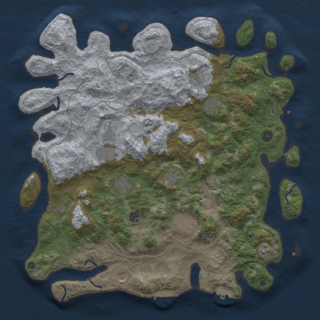 Rust Map: Procedural Map, Size: 4500, Seed: 1153187472, 17 Monuments