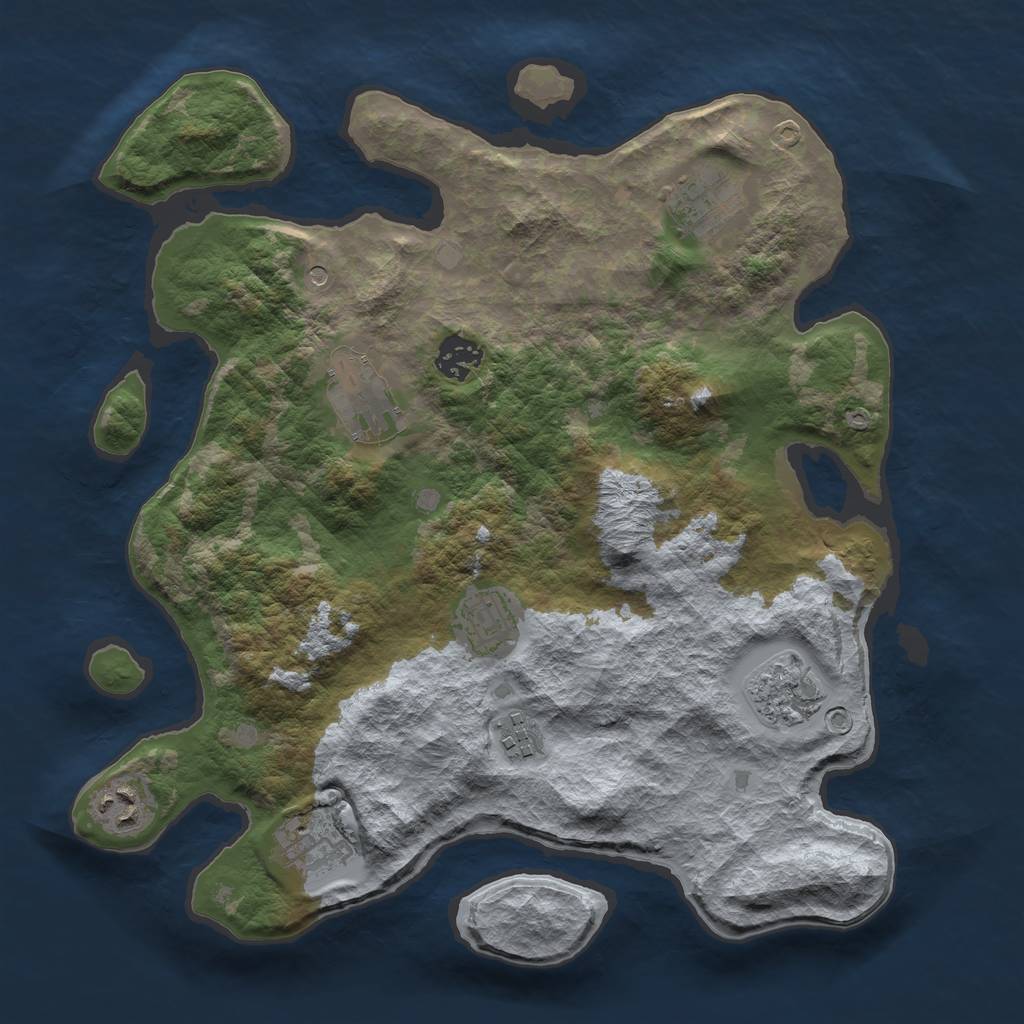 Rust Map: Barren, Size: 3417, Seed: 1390439282, 11 Monuments