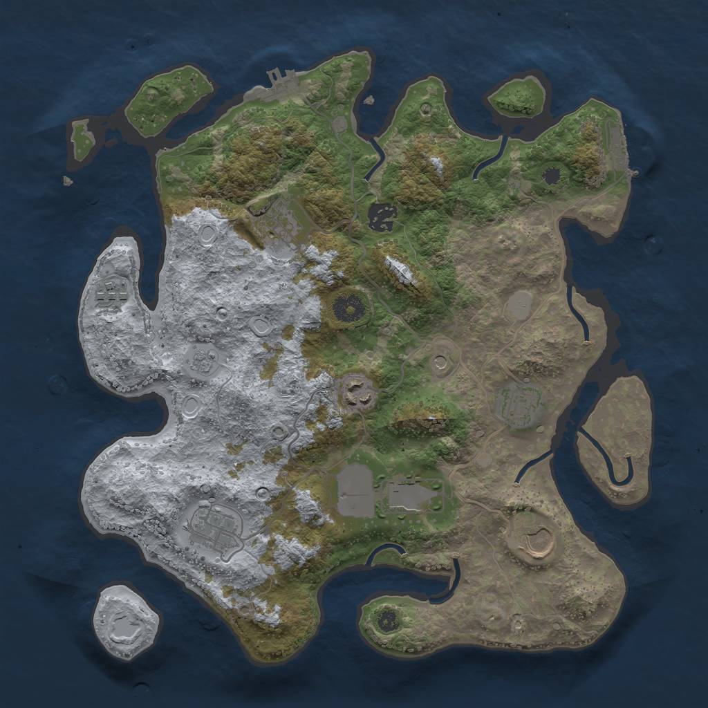 Rust Map: Procedural Map, Size: 3500, Seed: 123654, 15 Monuments