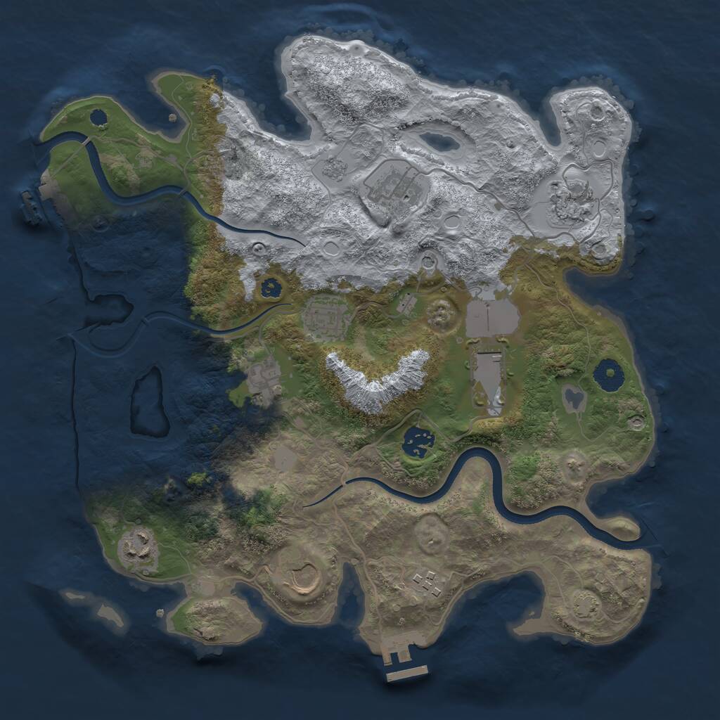 Rust Map: Procedural Map, Size: 3500, Seed: 104980052, 15 Monuments