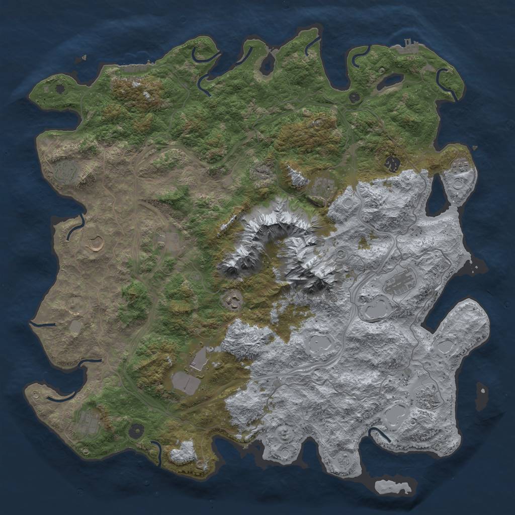 Rust Map: Procedural Map, Size: 5000, Seed: 1050810797, 18 Monuments