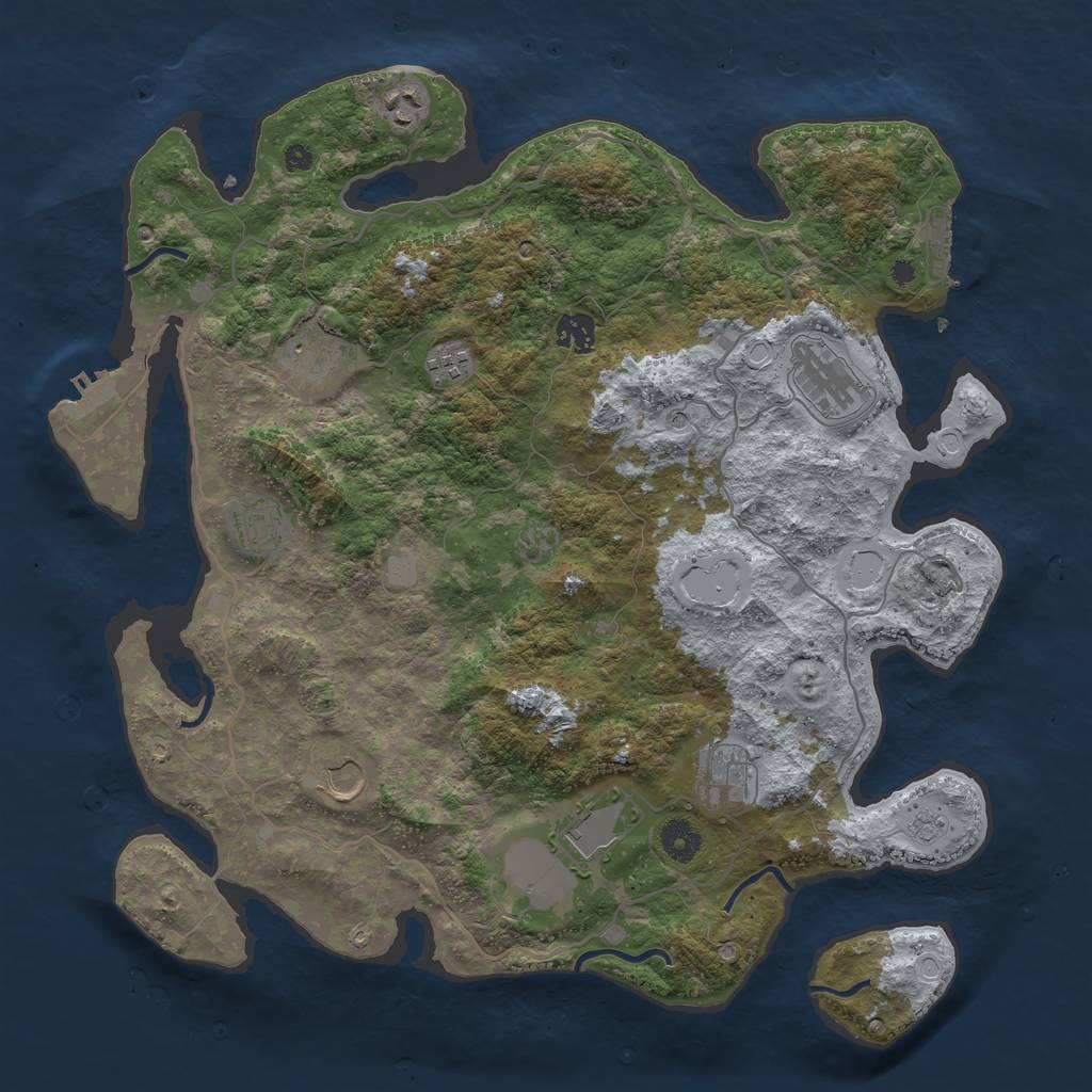 Rust Map: Procedural Map, Size: 4000, Seed: 3042023, 16 Monuments