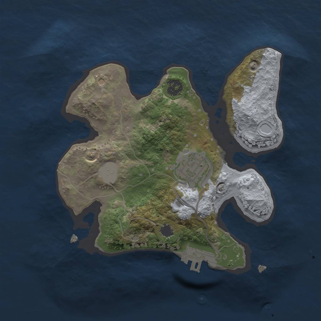 Rust Map: Procedural Map, Size: 2000, Seed: 528455145, 5 Monuments