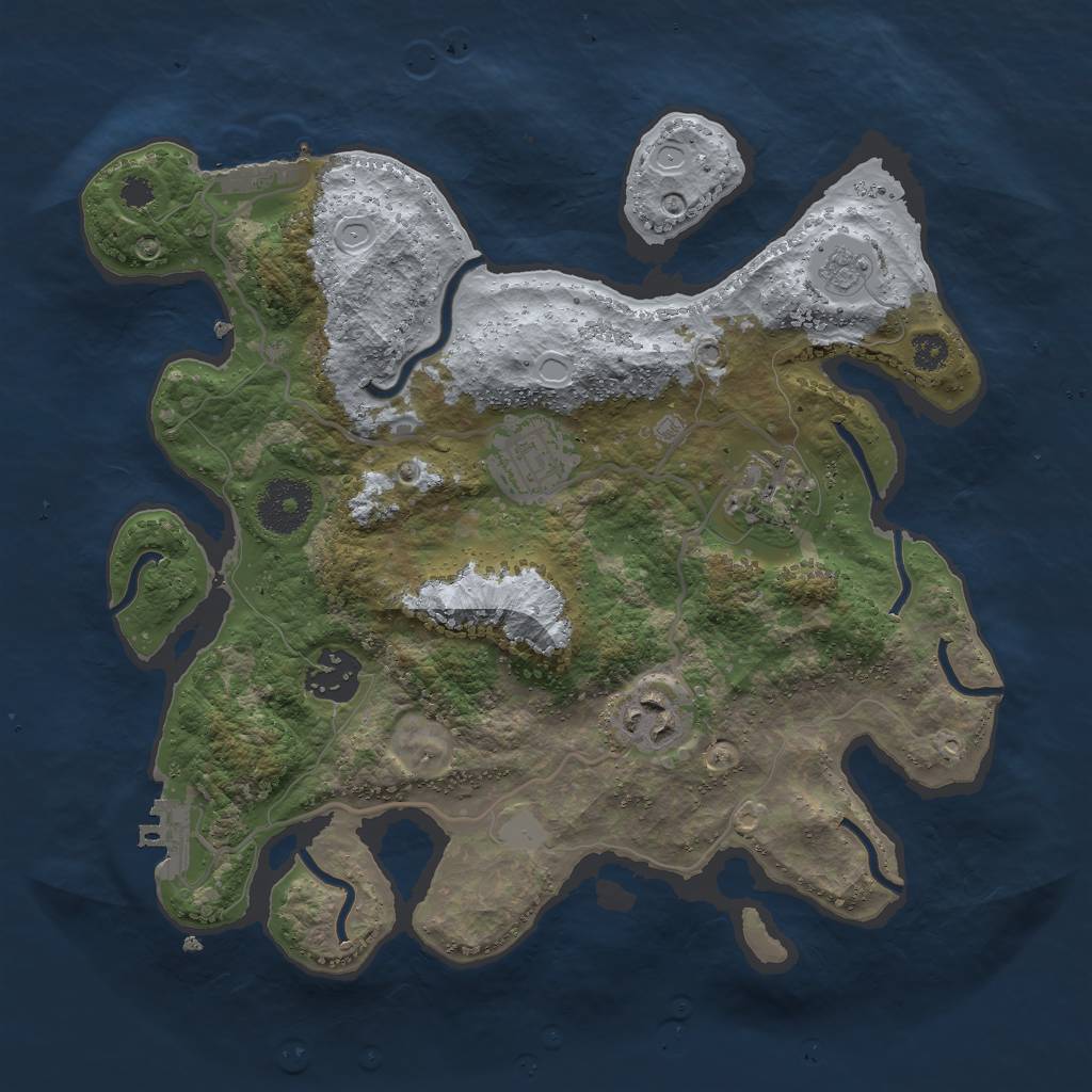 Rust Map: Procedural Map, Size: 3000, Seed: 938251011, 10 Monuments