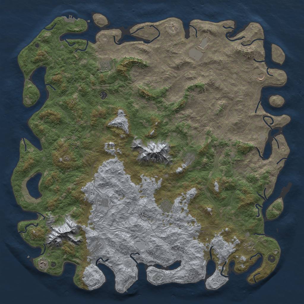 Rust Map: Procedural Map, Size: 6000, Seed: 568079100, 18 Monuments