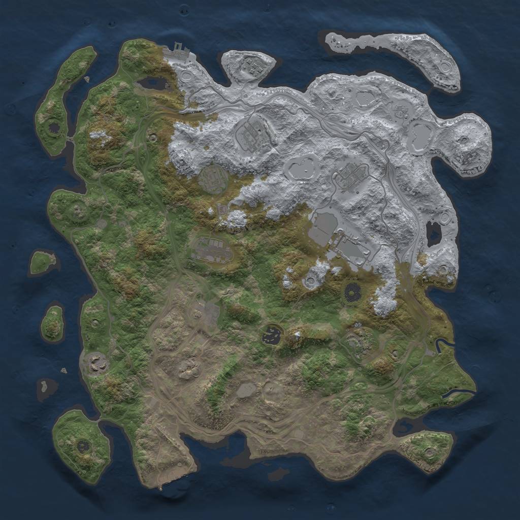 Rust Map: Procedural Map, Size: 4250, Seed: 911290087, 17 Monuments