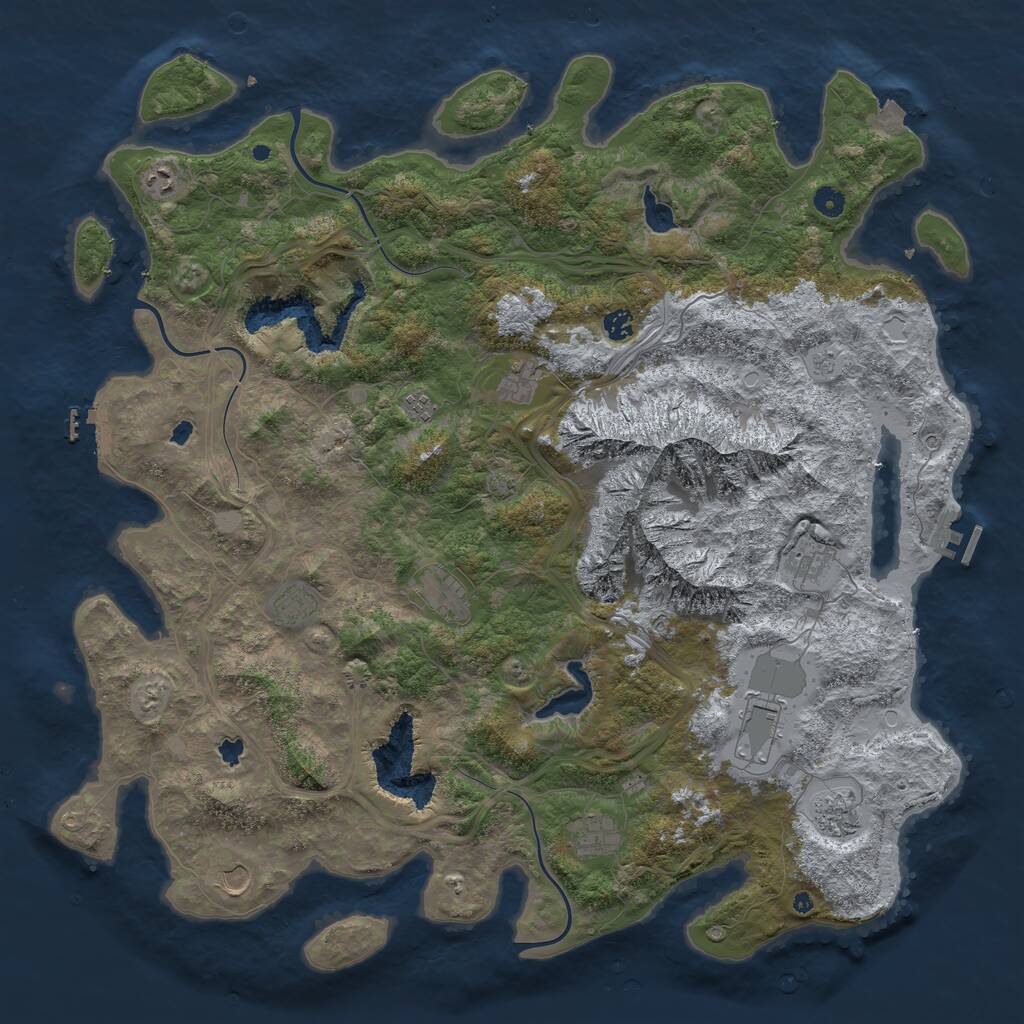 Rust Map: Procedural Map, Size: 5000, Seed: 501238, 17 Monuments