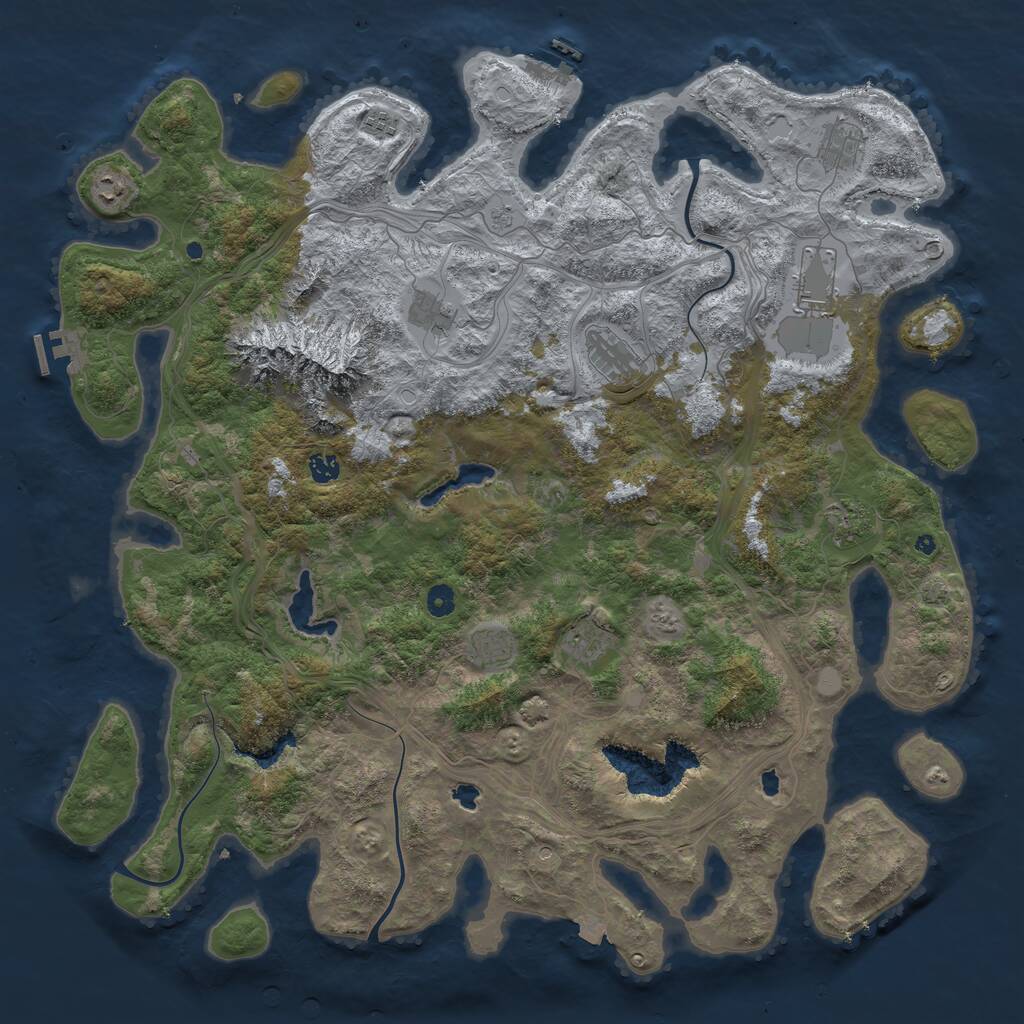 Rust Map: Procedural Map, Size: 5000, Seed: 13882, 16 Monuments