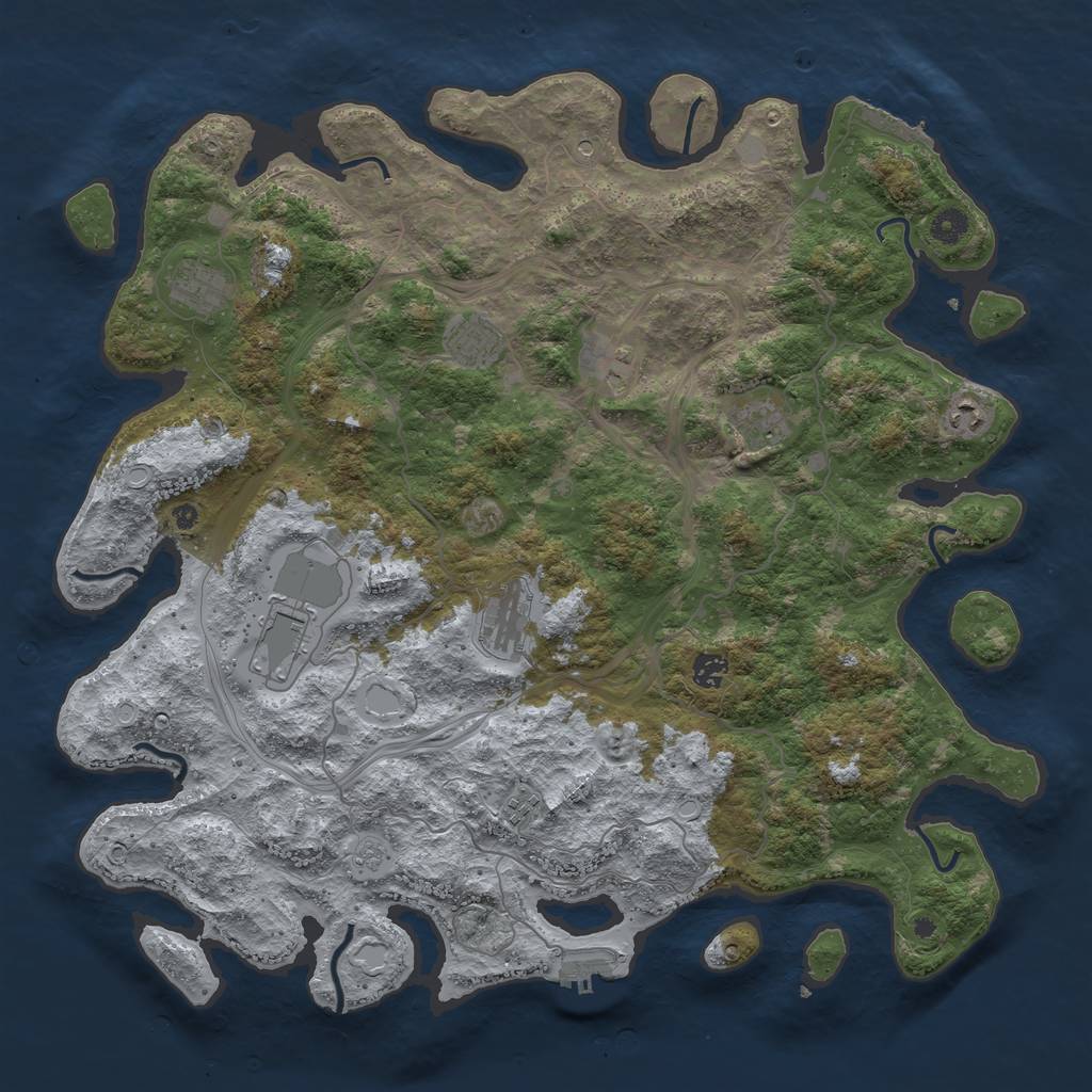 Rust Map: Procedural Map, Size: 4500, Seed: 1818461028, 16 Monuments