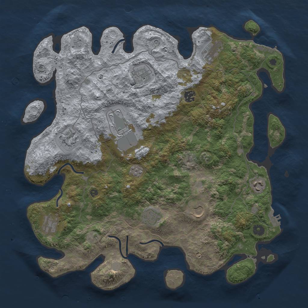 Rust Map: Procedural Map, Size: 4000, Seed: 1658667728, 17 Monuments