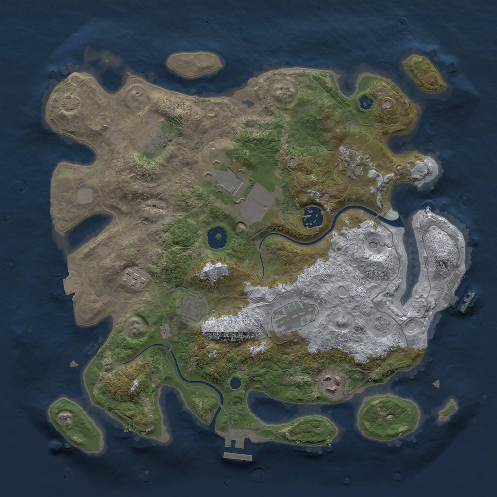 Rust Map: Procedural Map, Size: 3500, Seed: 81019355, 14 Monuments