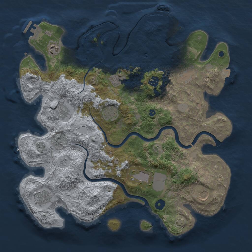 Rust Map: Procedural Map, Size: 3700, Seed: 865224, 16 Monuments