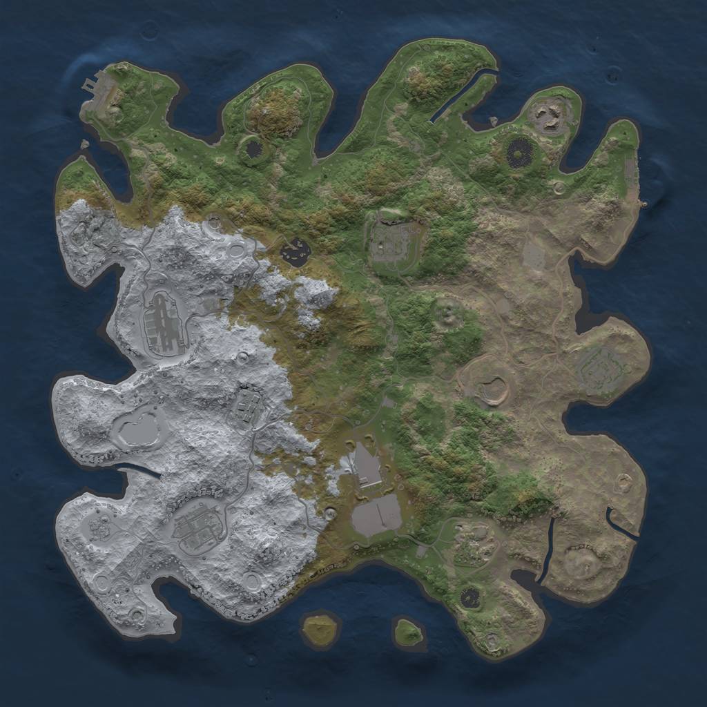 Rust Map: Procedural Map, Size: 3700, Seed: 865224, 17 Monuments