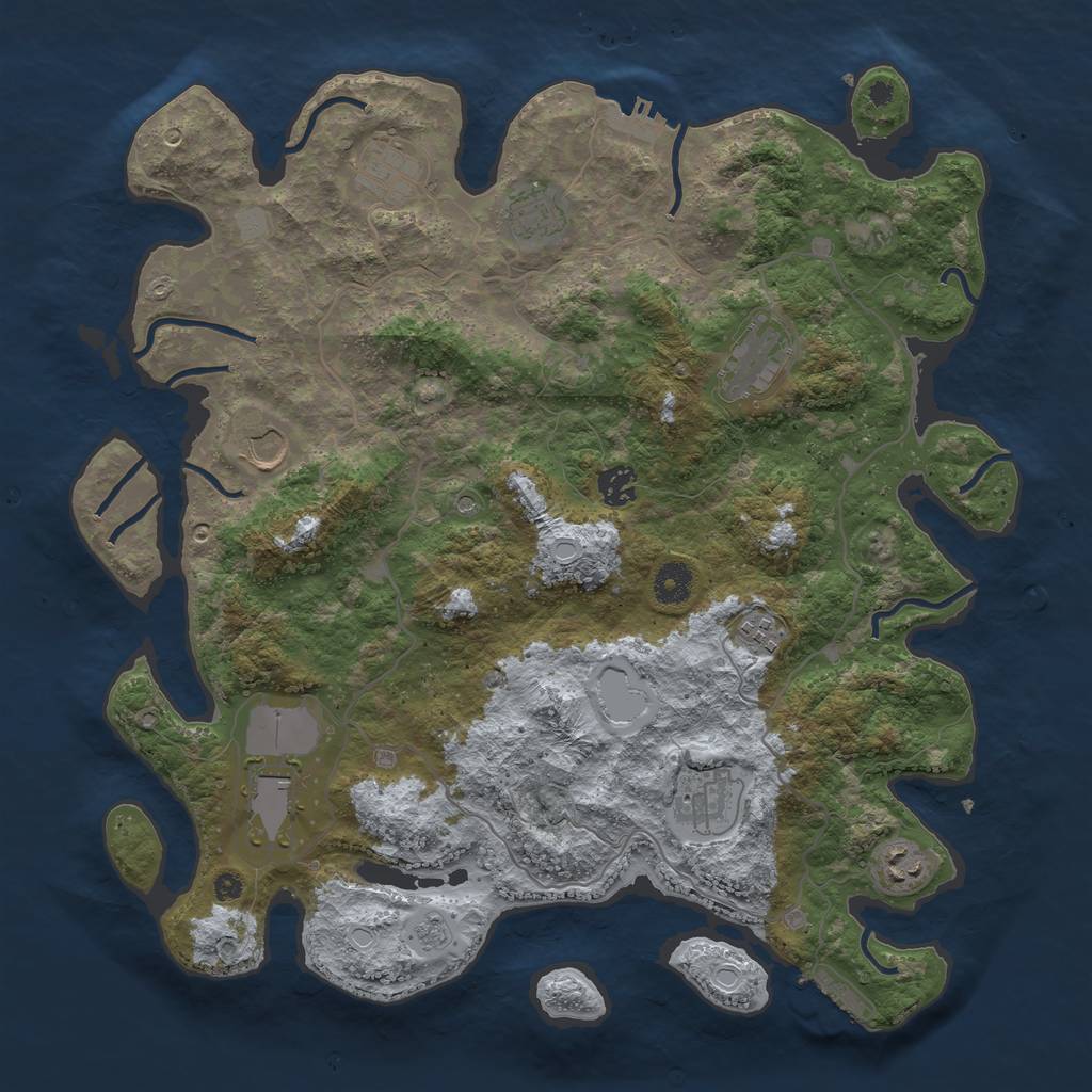 Rust Map: Procedural Map, Size: 4000, Seed: 585648, 16 Monuments