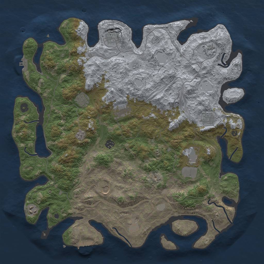 Rust Map: Procedural Map, Size: 4500, Seed: 833044494, 18 Monuments