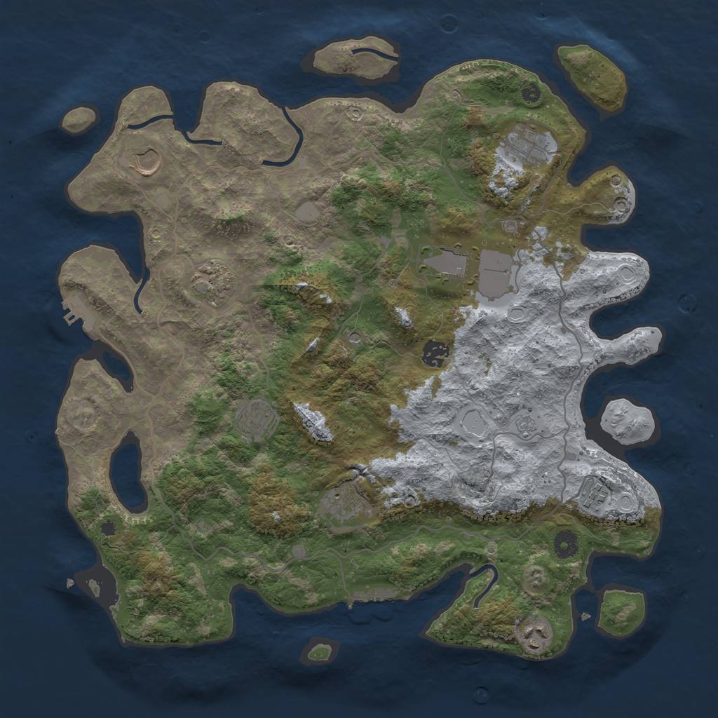 Rust Map: Procedural Map, Size: 4000, Seed: 1096380663, 16 Monuments