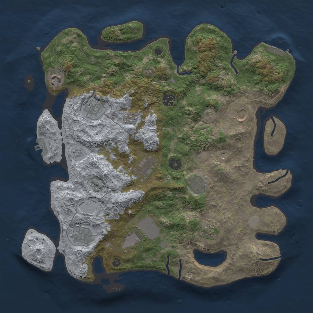 Rust Map: Procedural Map, Size: 3750, Seed: 76749104, 17 Monuments
