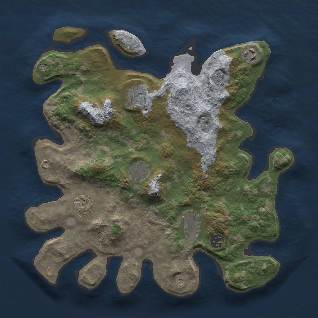 Rust Map: Barren, Size: 3417, Seed: 1135615740, 10 Monuments
