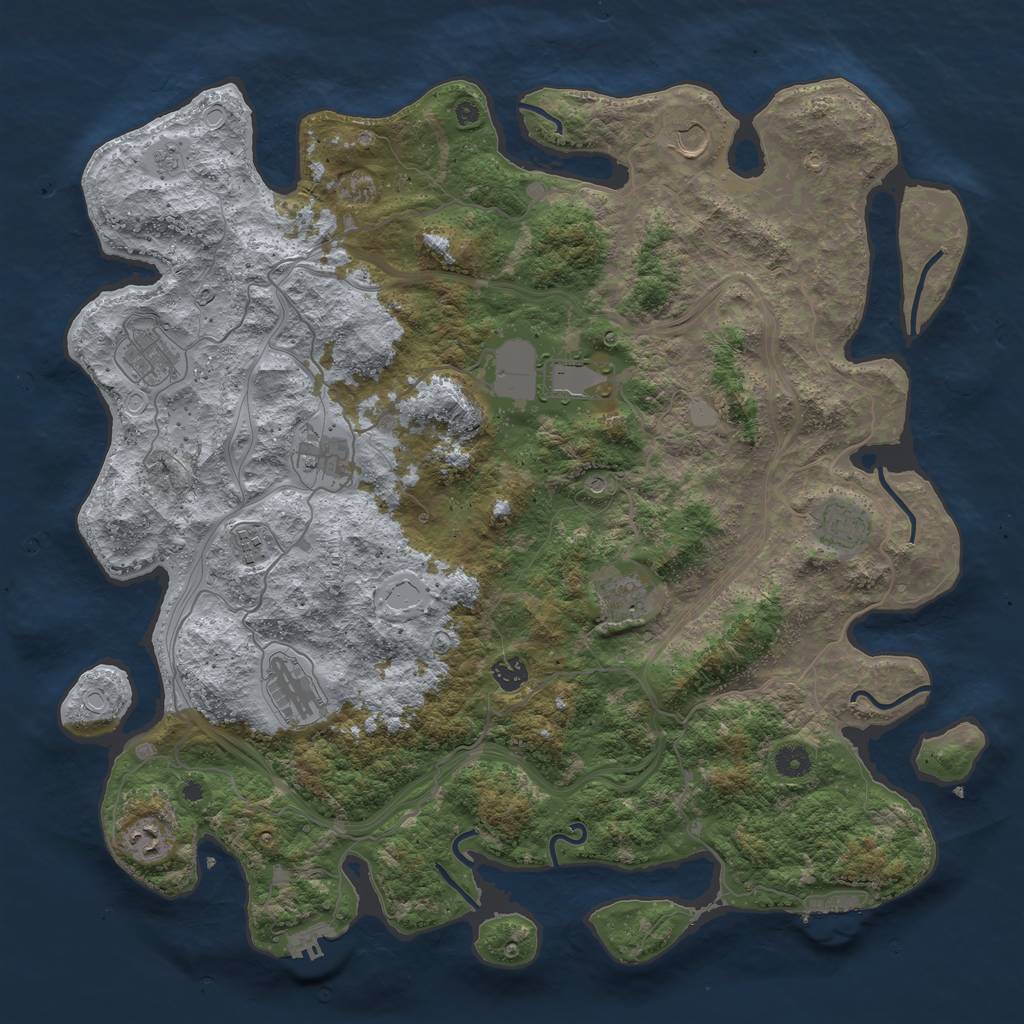 Rust Map: Procedural Map, Size: 4500, Seed: 287960127, 17 Monuments