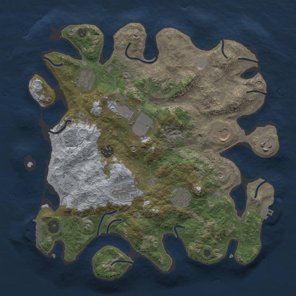 Rust Map: Procedural Map, Size: 3500, Seed: 1180466203, 16 Monuments