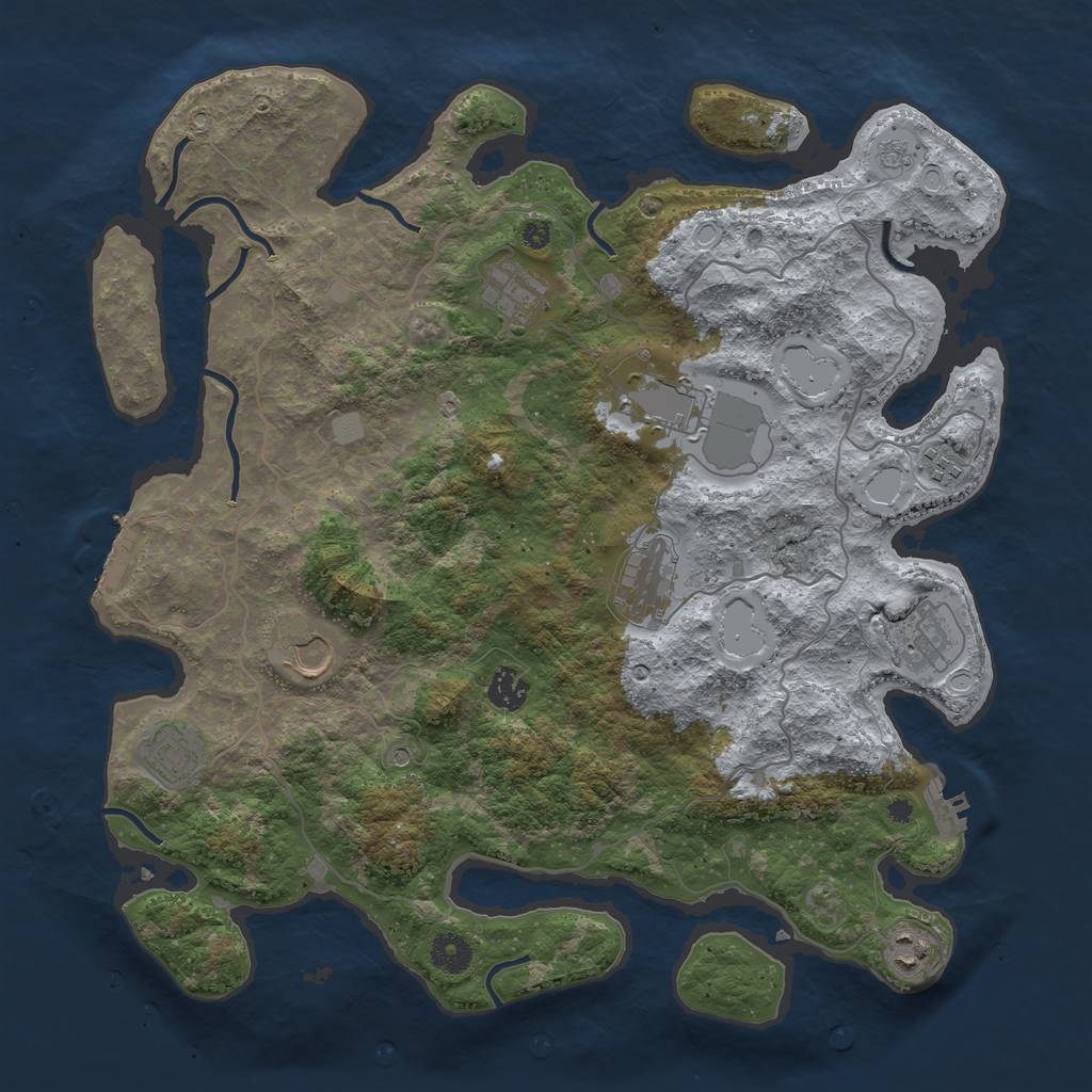 Rust Map: Procedural Map, Size: 4000, Seed: 20230303, 16 Monuments